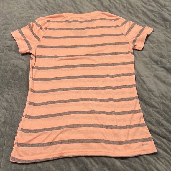 NWOT Adidas Short-Sleeve T-Shirt, Peach with Gray Stripes, Size XS - Picture 6 of 8